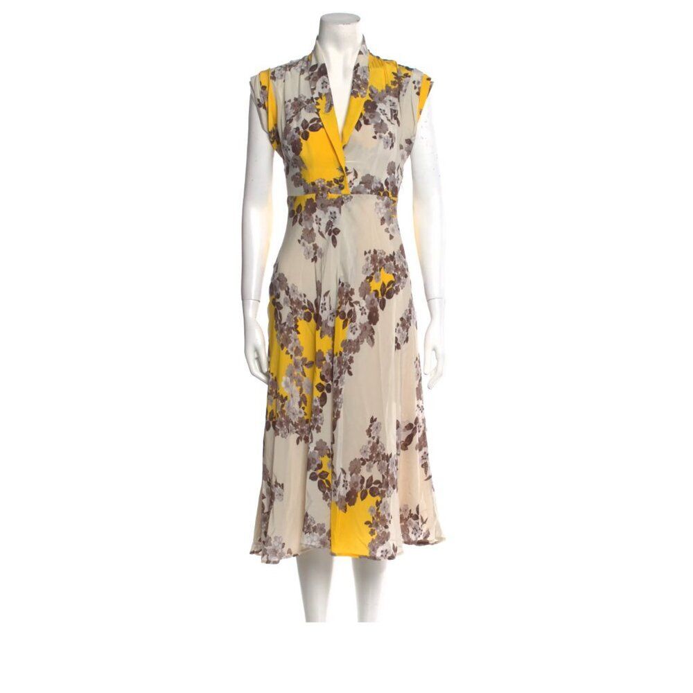 NWT Paul Joe 2/4 Midi MilkMaid Feminine Coquette Silk Flowy Belted Dress Retro